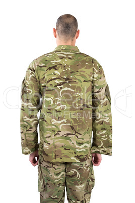 Rear view of soldier standing Rear view of soldier standing