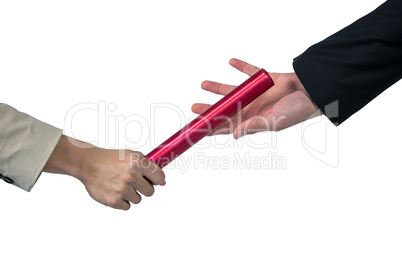 Business people passing a baton