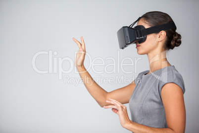 Woman using virtual reality headset