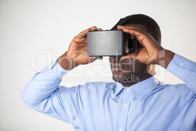 Man using virtual reality headset