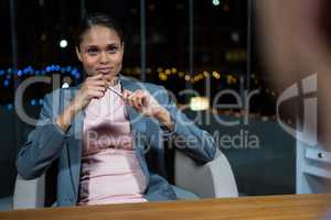 Businesswoman sitting on chair