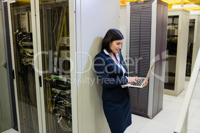 Technician working on laptop