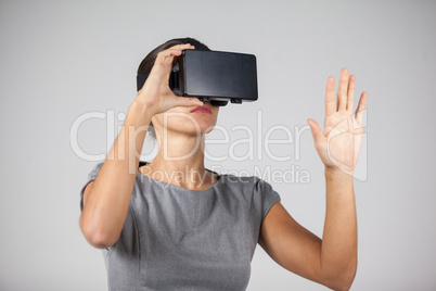 Woman using virtual reality headset