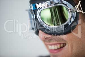 Man wearing aviator goggles