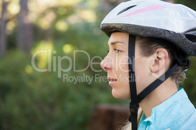 Close-up of female mountain biker