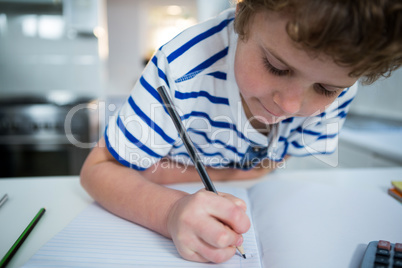 Boy doing his homework