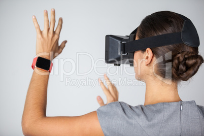 Woman using virtual reality headset