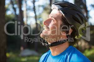 Male mountain biker in the forest