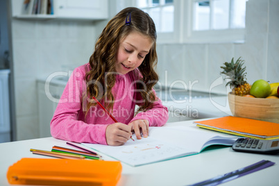 Girl doing her homework