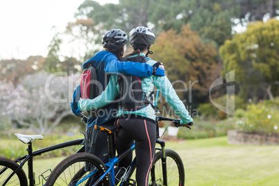 Biker couple with mountain bike