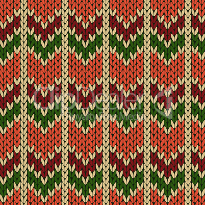 Knitting ornate seamless pattern with zigzag figures