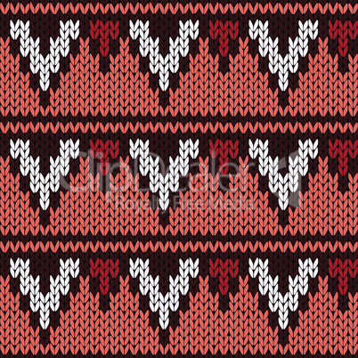 Knitting ornate seamless pattern with geometric color figures