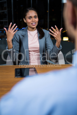 Businesswoman having a discussion in office