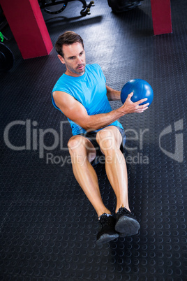 High angle view of athlete holding ball