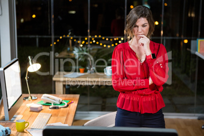 Businesswoman looking at computer screen