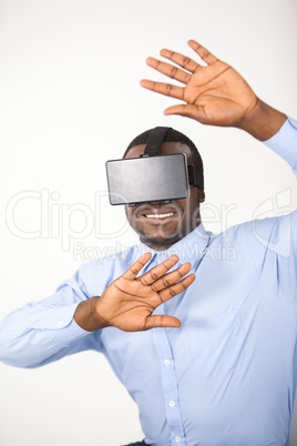 Man using virtual reality headset