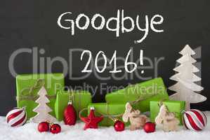 Christmas Decoration, Cement, Snow, Text Goodbye 2016