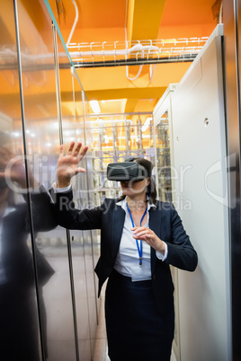 Technician using visual reality headset