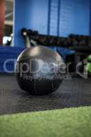 Black exercise ball in gym