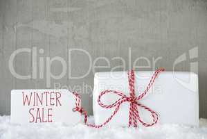 One Gift, Urban Cement Background, Text Winter Sale