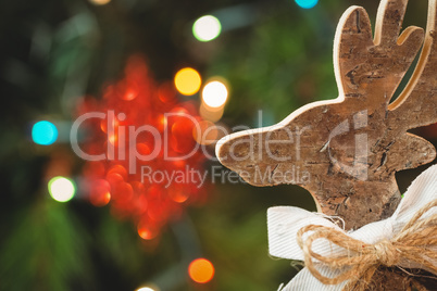 Close-up of wood christmas reindeer