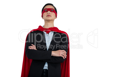 Woman pretending to be a super hero