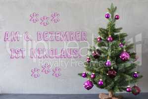 Christmas Tree, Cement Wall, Nikolaus Means Nicholas Day