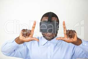 Man using virtual reality headset