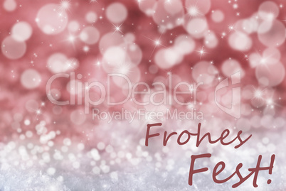 Red Bokeh Background, Snow, Frohes Fest Means Merry Christmas