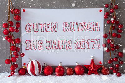 Label, Snowflakes, Christmas Balls, Guten Rutsch 2017 Means New Year