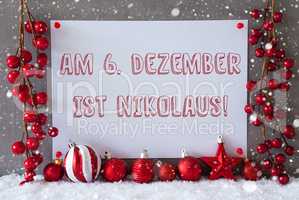 Label, Snowflakes, Christmas Balls, Nikolaus Means Nicholas Day