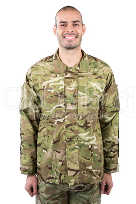 Portrait of smiling soldier standing