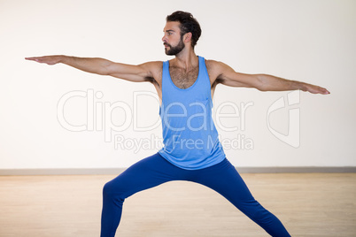 Man performing warrior pose