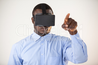 Man using virtual reality headset