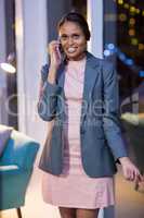 Businesswoman talking on mobile phone