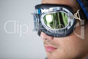 Man wearing aviator goggles