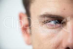 Man wearing contact lens