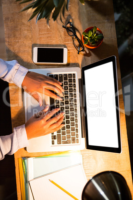 Woman working on laptop