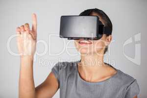 Woman using virtual reality headset