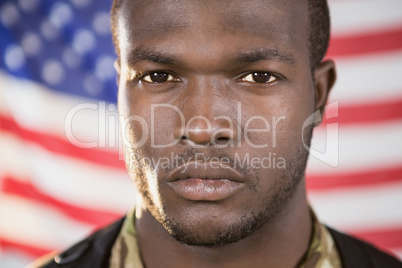 Close-up of confident soldier