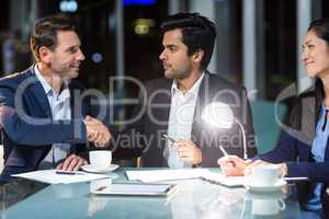 Businessman shaking hands with a colleague