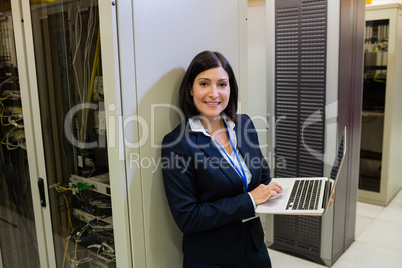 Technician working on laptop