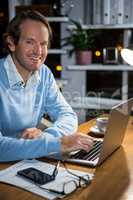 Businessman working on laptop