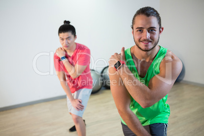 Men exercising in gym
