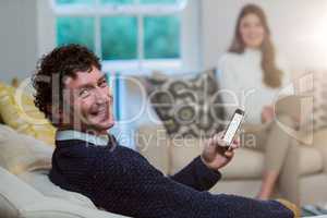 Man using mobile phone