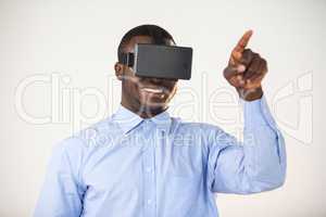 Man using virtual reality headset