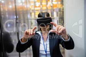 Technician using visual reality headset