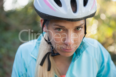 Portrait of female mountain biker