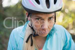 Portrait of female mountain biker