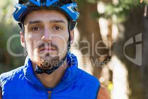 Male mountain biker in the forest